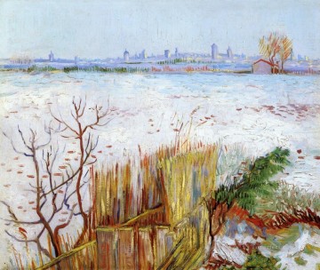 ヴィンセント・ヴァン・ゴッホ Painting - アルルを背景にした雪景色 フィンセント・ファン・ゴッホ